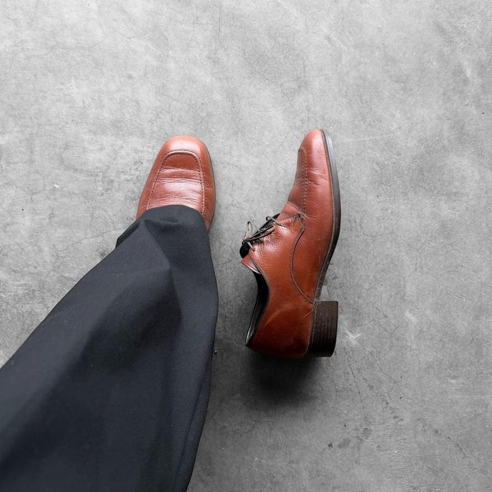 Vintage 70's Sears Burnt Orange leather Oxford derby lace up  dress shoes 8.5